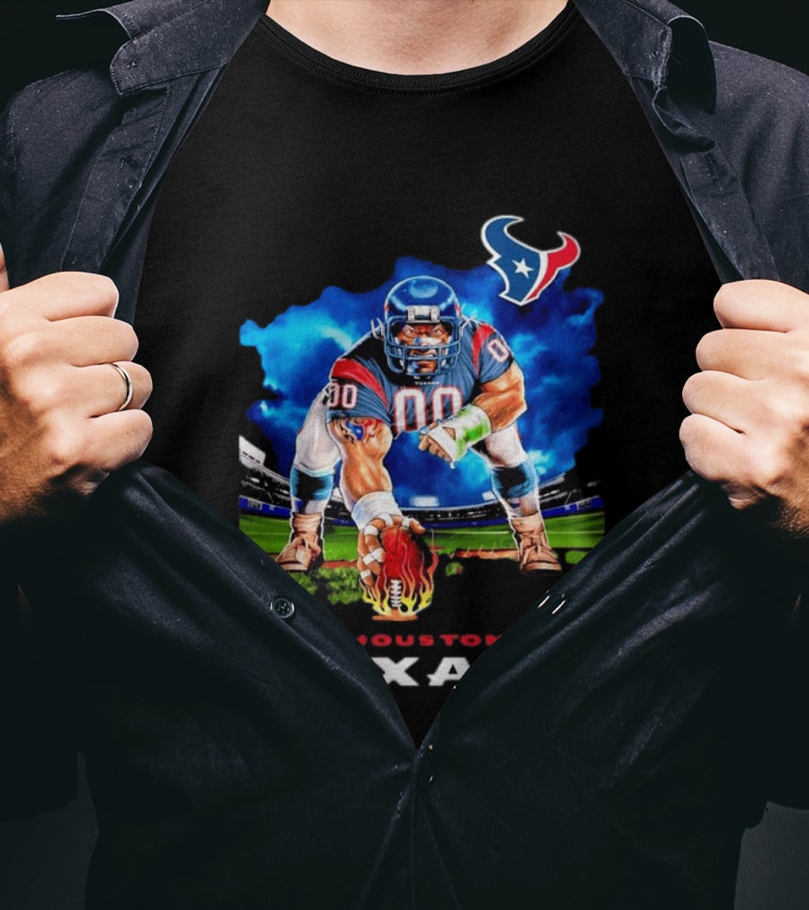 Houston Texans Ferocious Football Player NFL Team Spirit Challenge T-Shirt