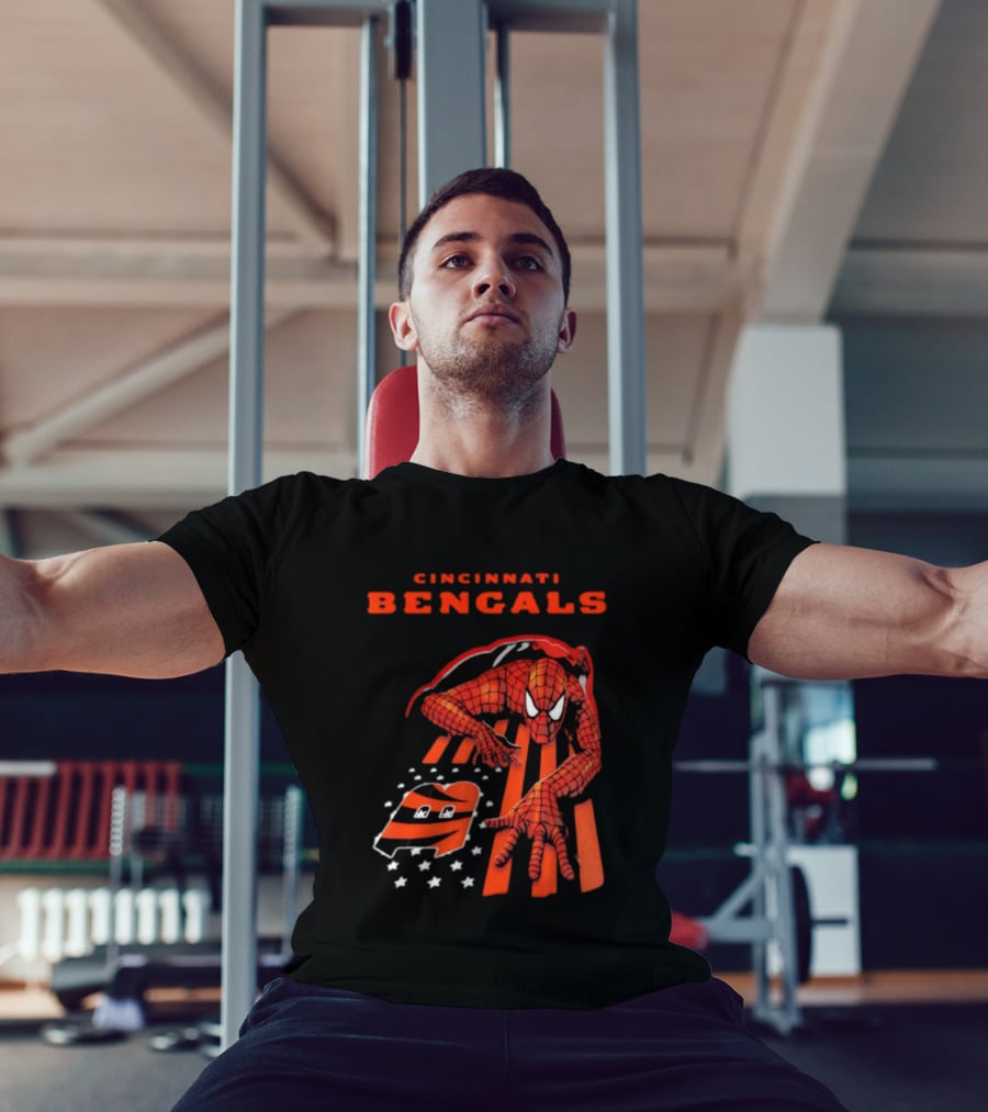 Cincinnati Bengals Spiderman Stripes Marvel T-Shirt