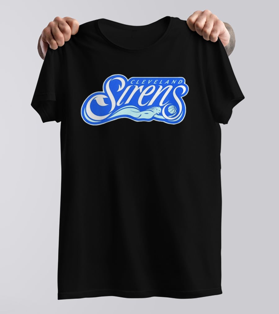 Cleveland Sirens Basketball Sports Team Oceanic Logo With Athlete And Ball T-Shirt