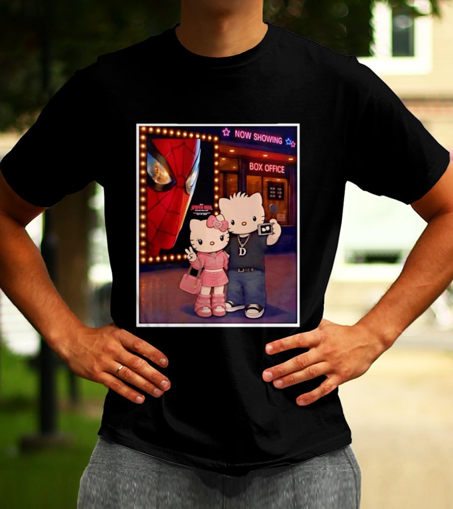Now Showing Box Office Hello Kitty And Dear Daniel Spider Man Movie Polaroid Frame T-Shirt