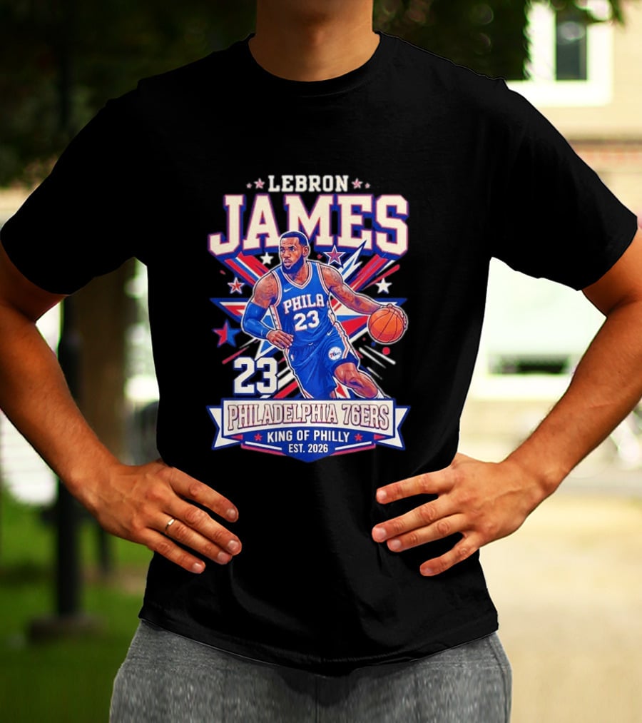 Lebron James 23 Philadelphia 76ers King Of Philly Est. 2026 Basketball Star T-Shirt
