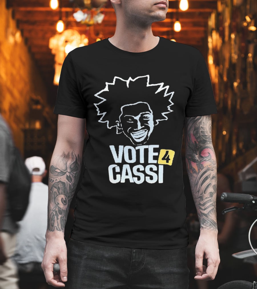 Vote 4 Cassi Spiky Afro Smiling Line T-Shirt