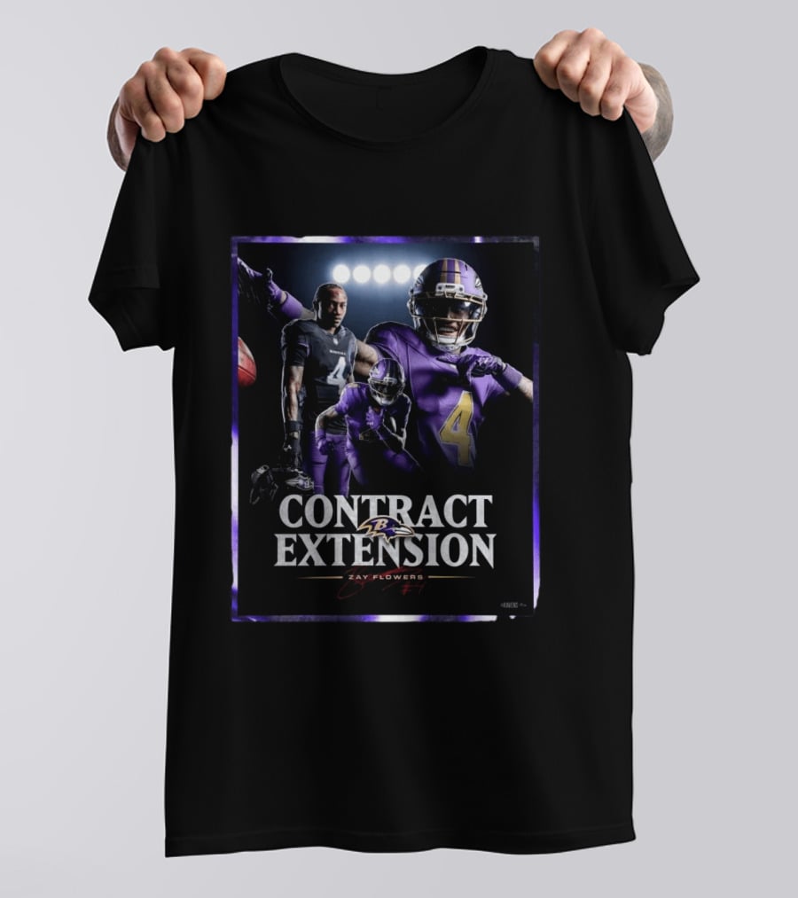 Contract Extension Zay Flowers Baltimore Ravens Number 4 T-Shirt