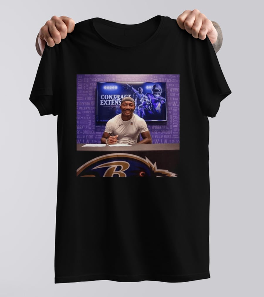 Zay Flowers Contract Extension Baltimore Ravens Football Player Signing NFL Deal T-Shirt