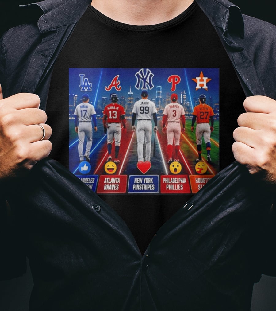 Los Angeles Blue Crew Atlanta Braves New York Pinstripes Philadelphia Phillies Houston Stars Ohtani Acuna Jr Jaxon Harper Altuve T-Shirt