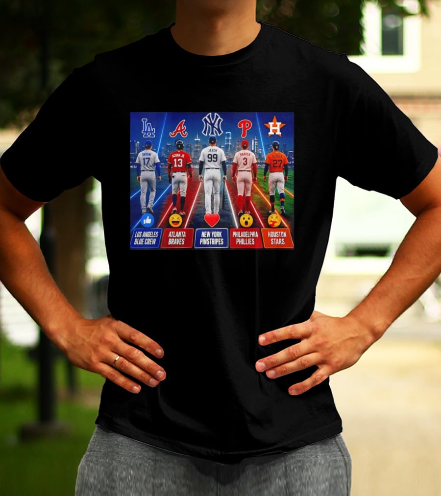 Los Angeles Blue Crew Atlanta Braves New York Pinstripes Philadelphia Phillies Houston Stars Ohtani Acuna Jr Jaxon Harper Altuve T-Shirt