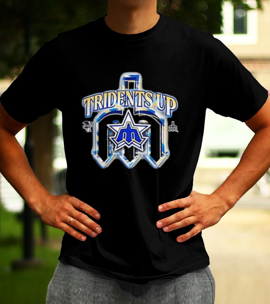 Seattle Mariners MLB Tridents Up 3D Metallic Compass Star T-Shirt