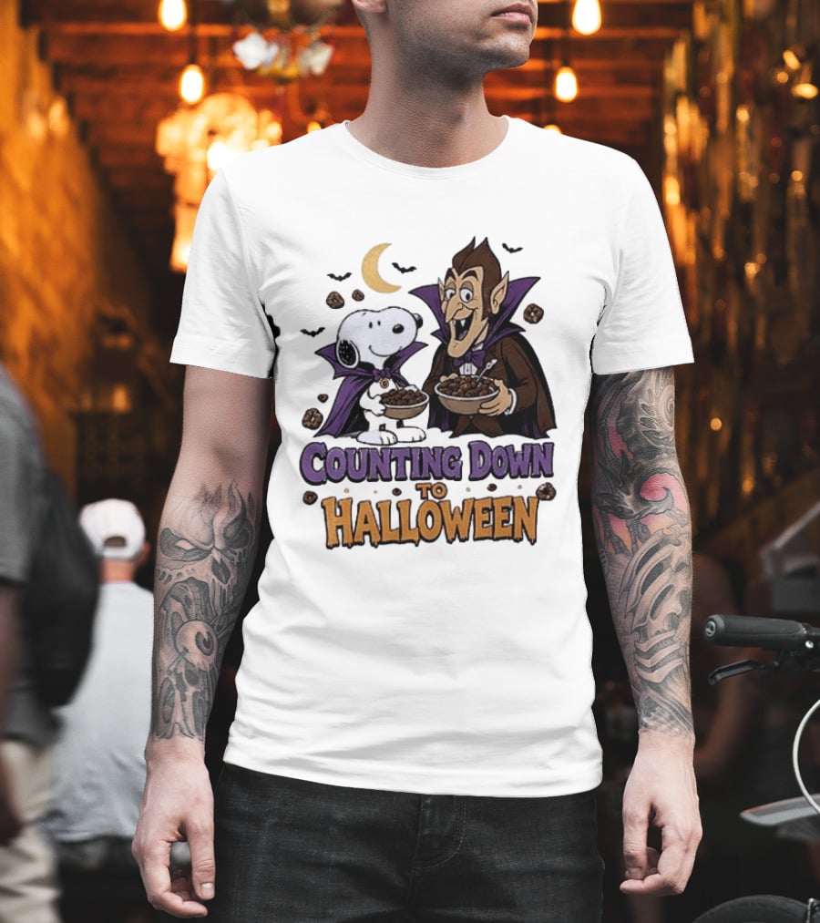 Peanuts Snoopy And Dracula Counting Down To Halloween T-Shirt