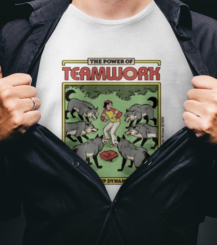 The Power Of Teamwork Group Dynamics Child Surrounded By Wolves T-Shirt