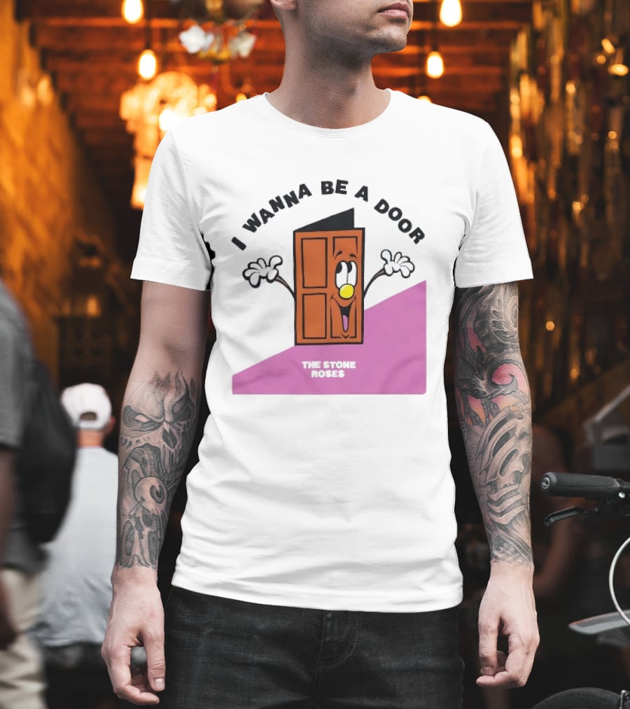 The Stone Roses I Wanna Be A Door Cartoon Yellow Nose Waving Hands T-Shirt
