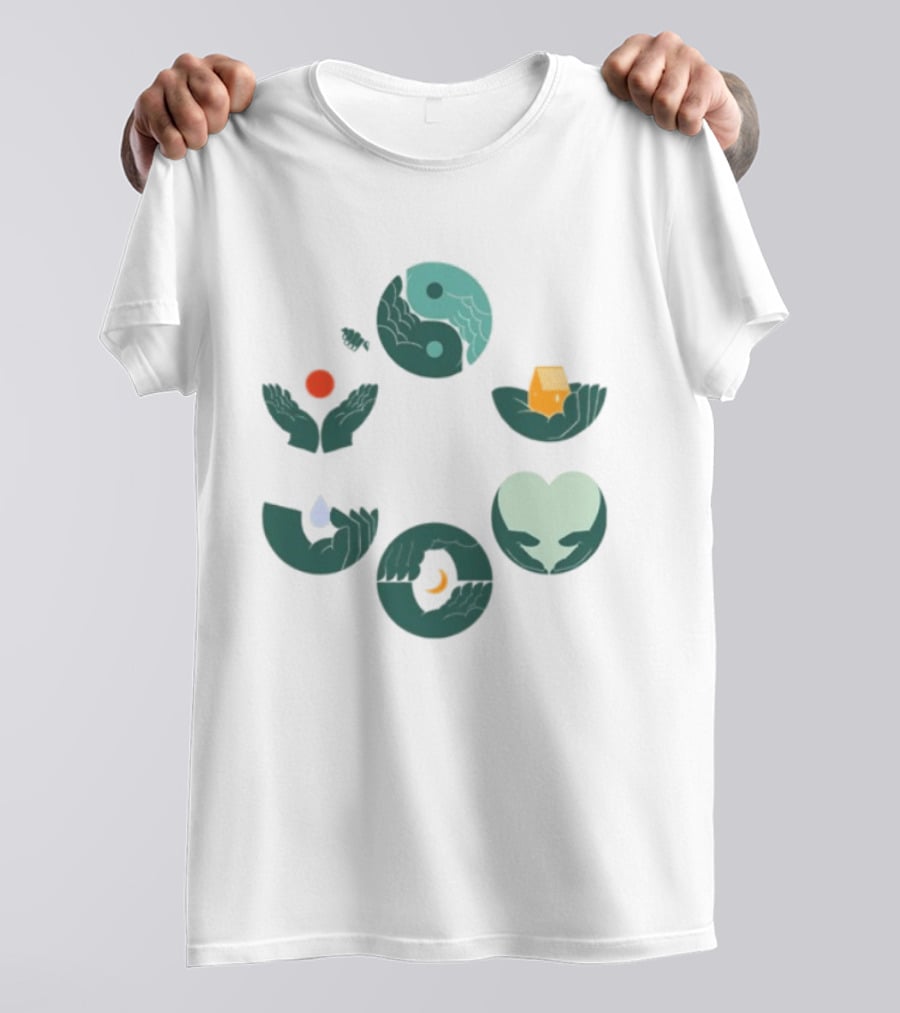 Tors Store Yin Yang Elements Hands Nature T-Shirt