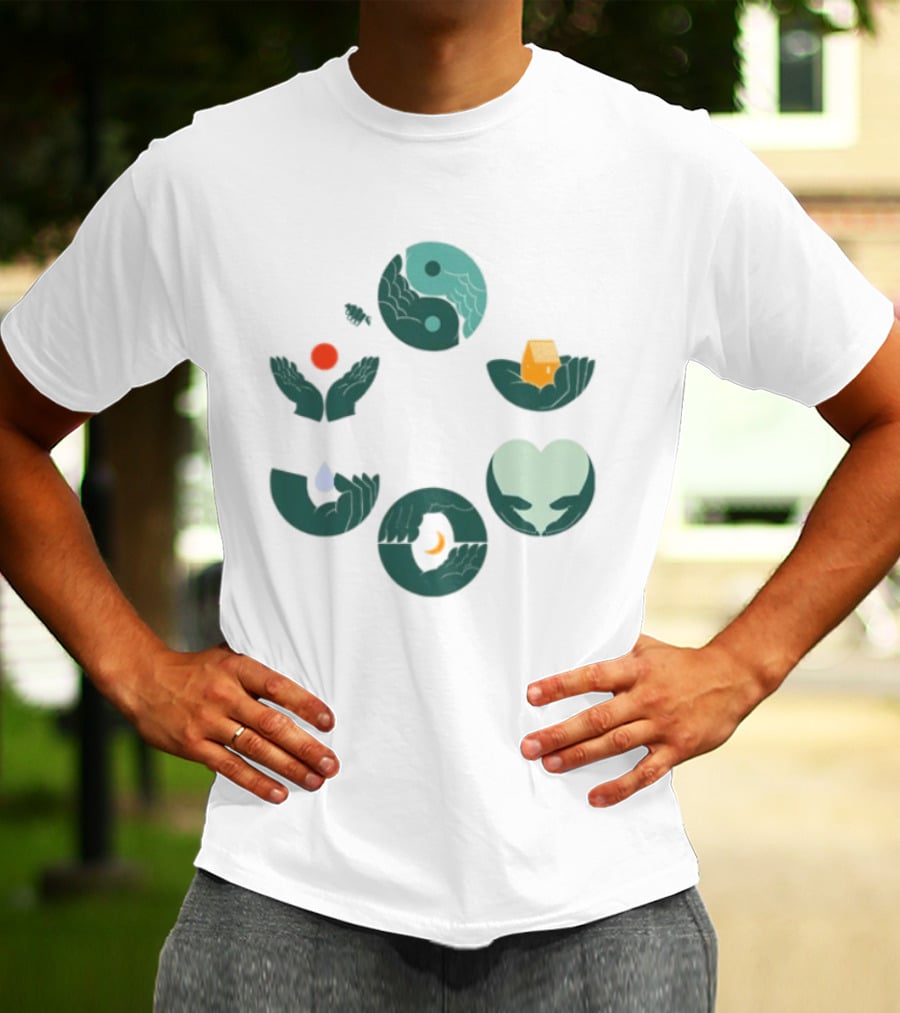 Tors Store Yin Yang Elements Hands Nature T-Shirt