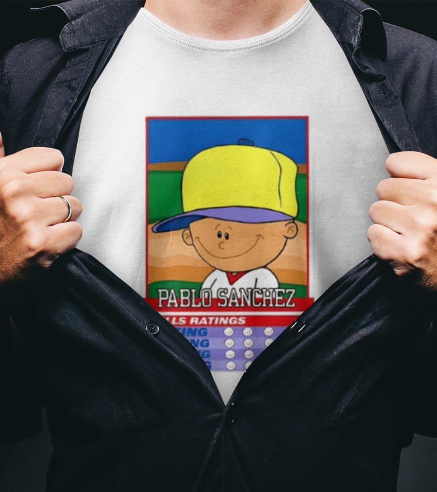 Trending Pablo Sanchez Skills Ratings Card Batting Running Pitching Fielding T-Shirt