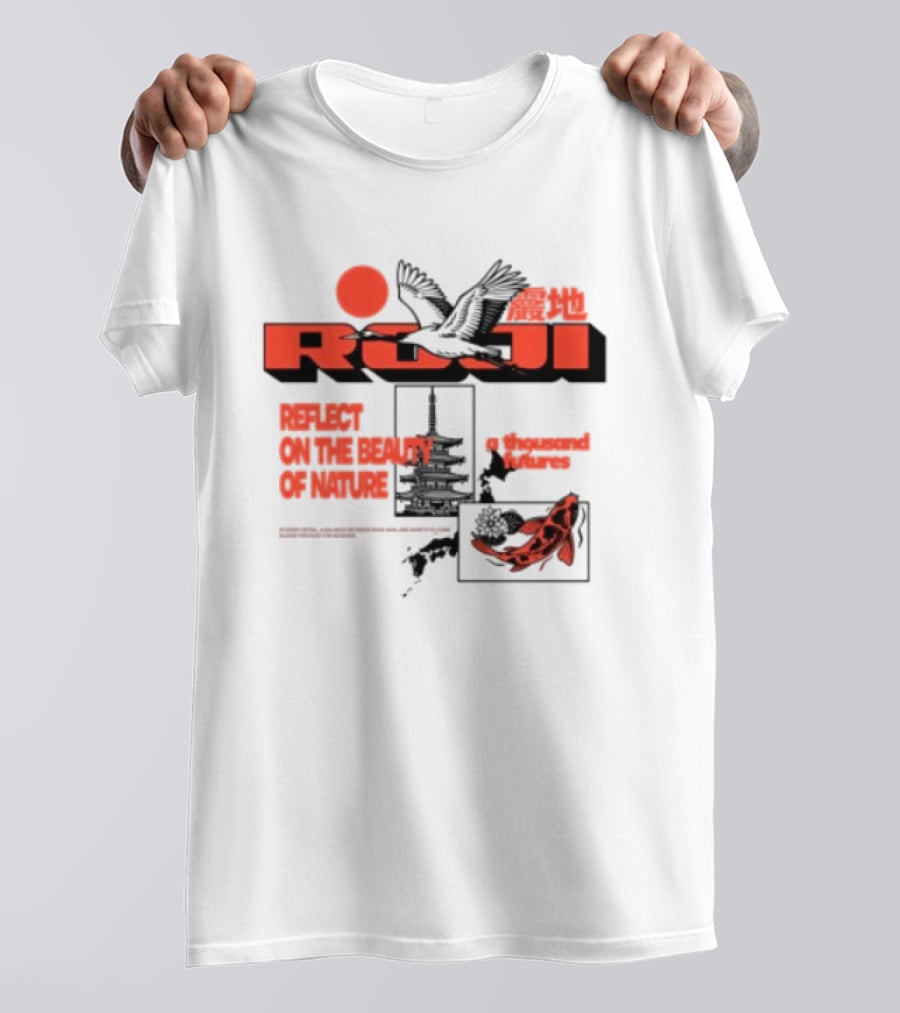 Unik Clothing Store Roji White Reflect On The Beauty Of Nature A Thousand Futures Koi Birds T-Shirt