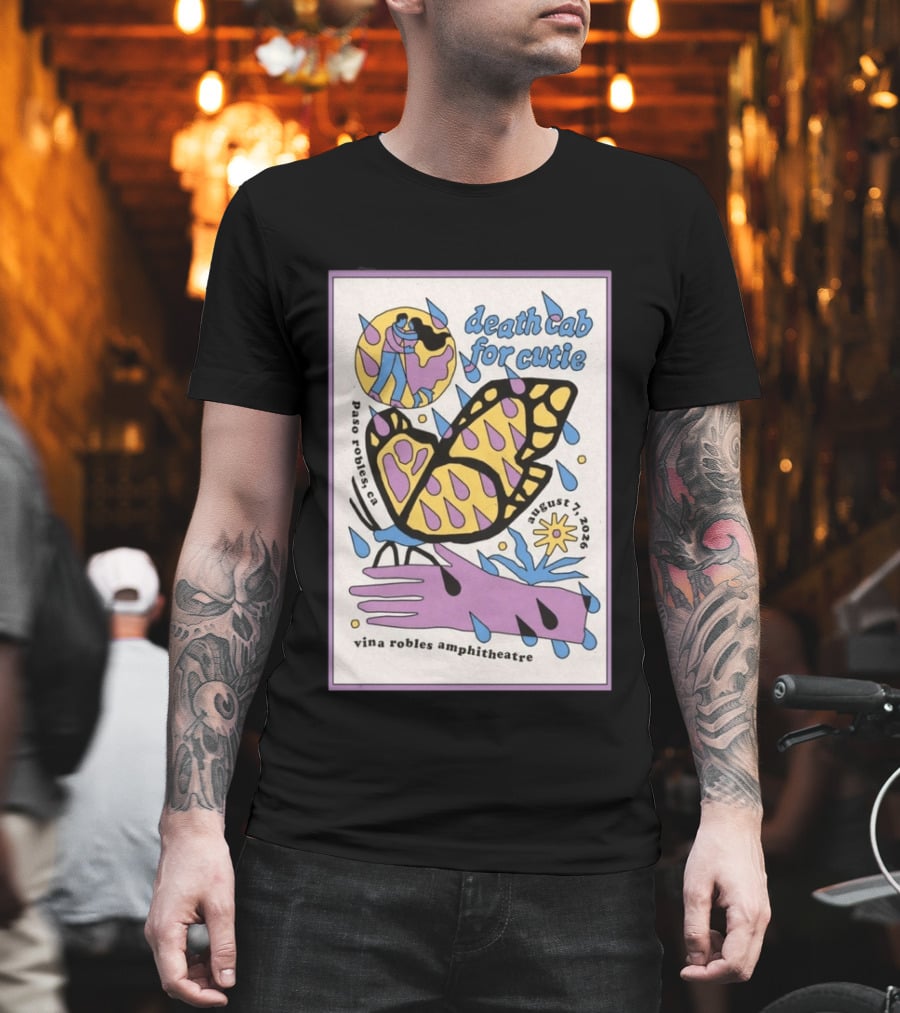 Death Cab For Cutie Paso Robles Vina Robles Amphitheatre August 7 2026 Butterfly T-Shirt