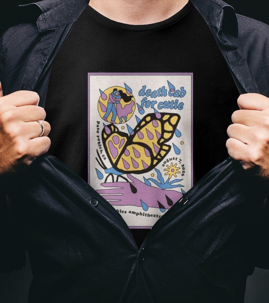 Death Cab For Cutie Paso Robles Vina Robles Amphitheatre August 7 2026 Butterfly T-Shirt
