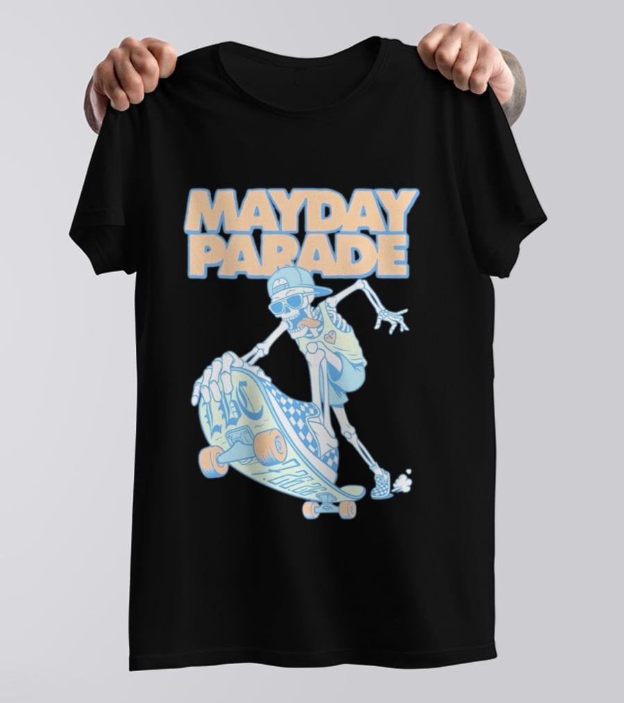 Mayday Parade Skeleton Skater With LBC 72626 Board T-Shirt