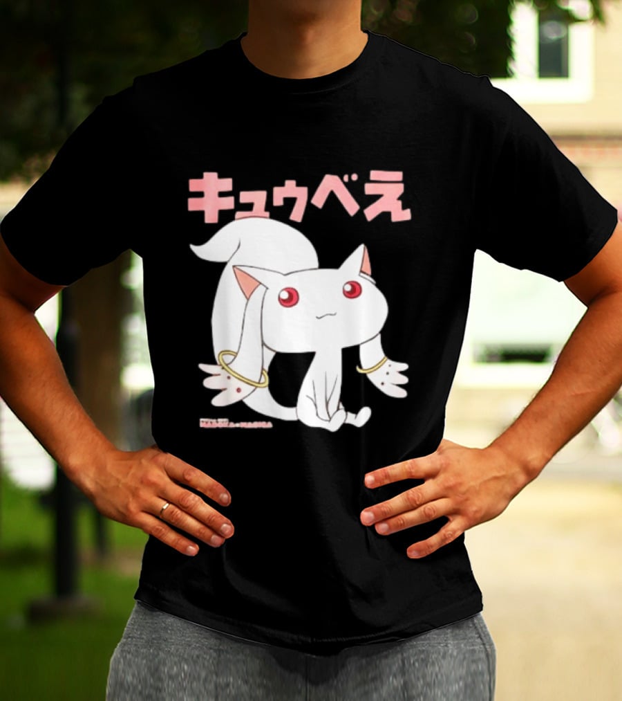 Puella Magi Madoka Magica Kyubey Anime Character Red Eyes T-Shirt