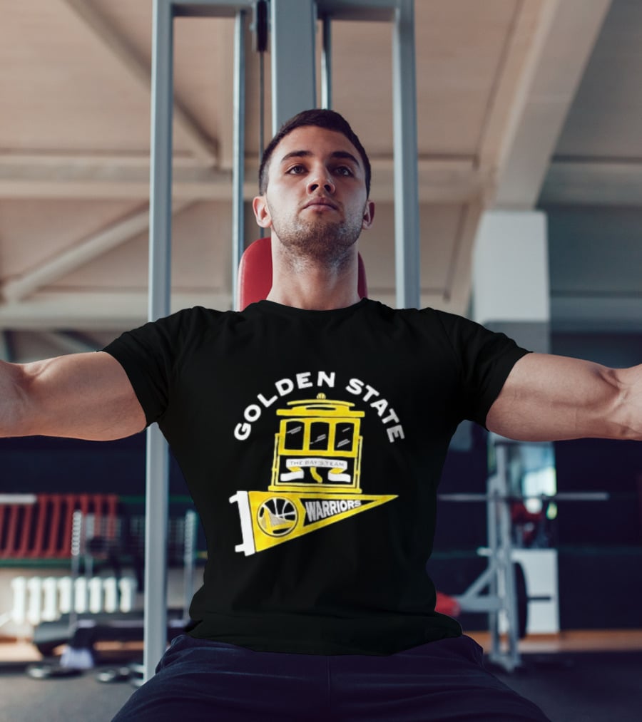 Golden State Warriors The Bays Team Warriors Banner And Cable Car T-Shirt