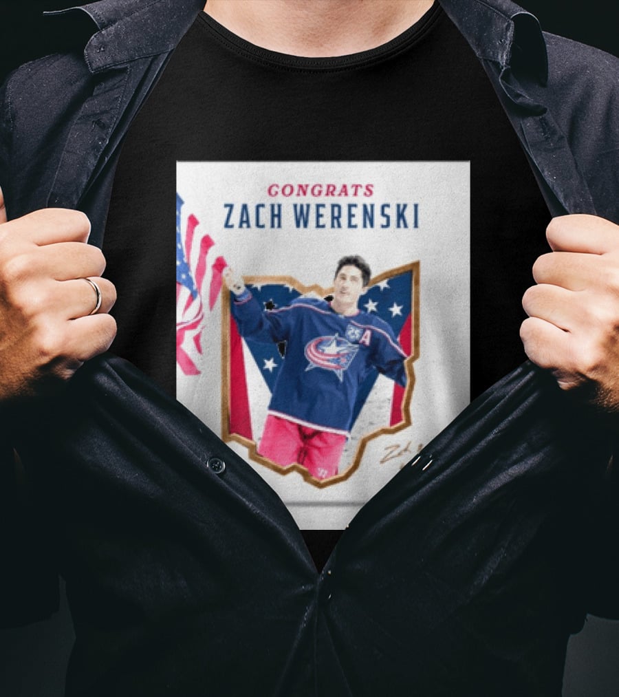 Congrats Zach Werenski USA Columbus Blue Jackets Hockey Celebration T-Shirt