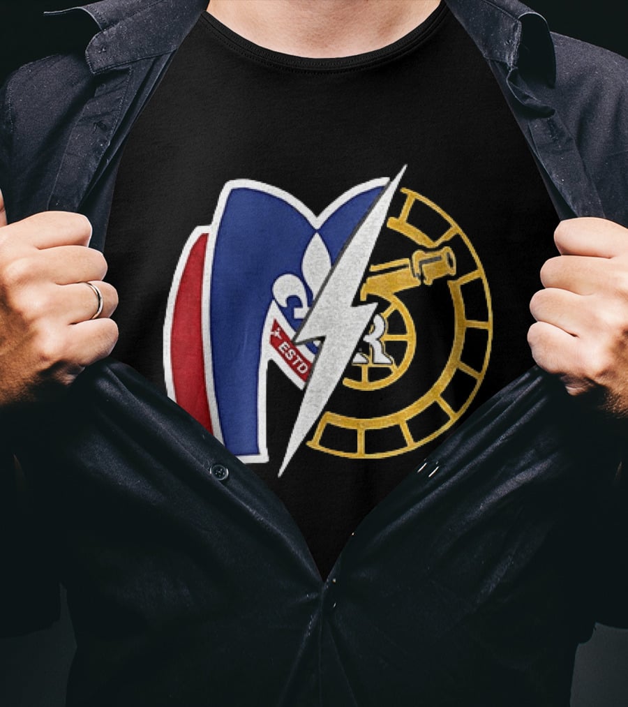 Boston Raiders Montreal Metros Hockey Rivalry Shane Ilya ESTD Fleur De Lis Puck T-Shirt