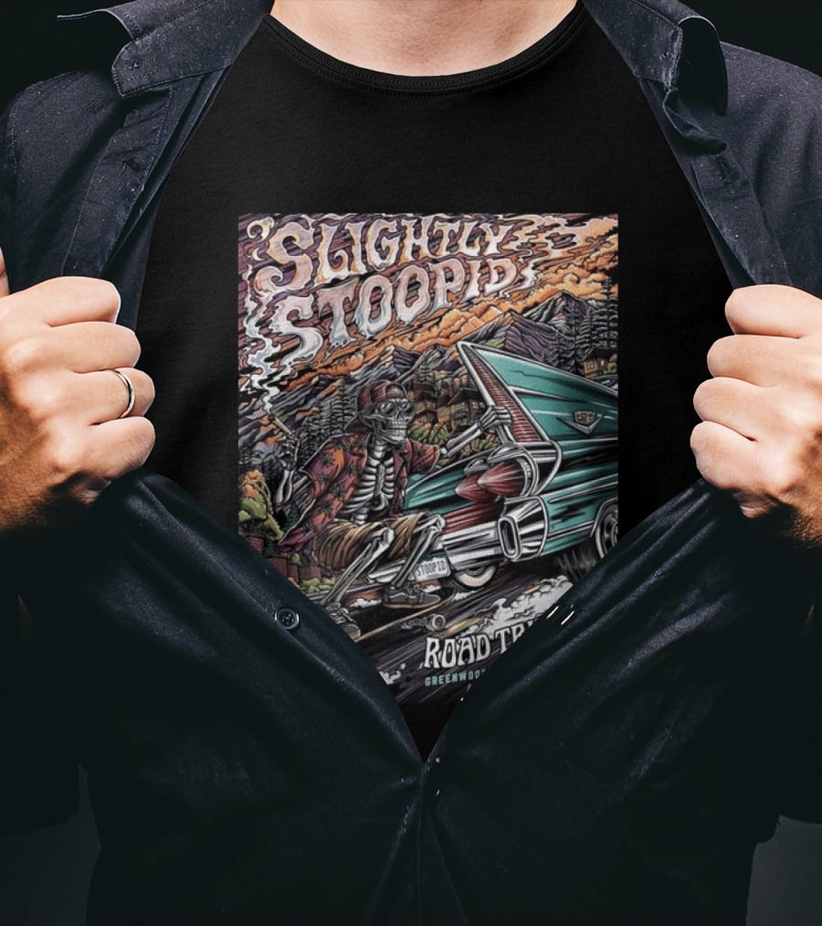 Slightly Stoopid Road Trippin Tour Greenwood Village Colorado August 7 2026 Fiddler's Green Amphitheatre T-Shirt