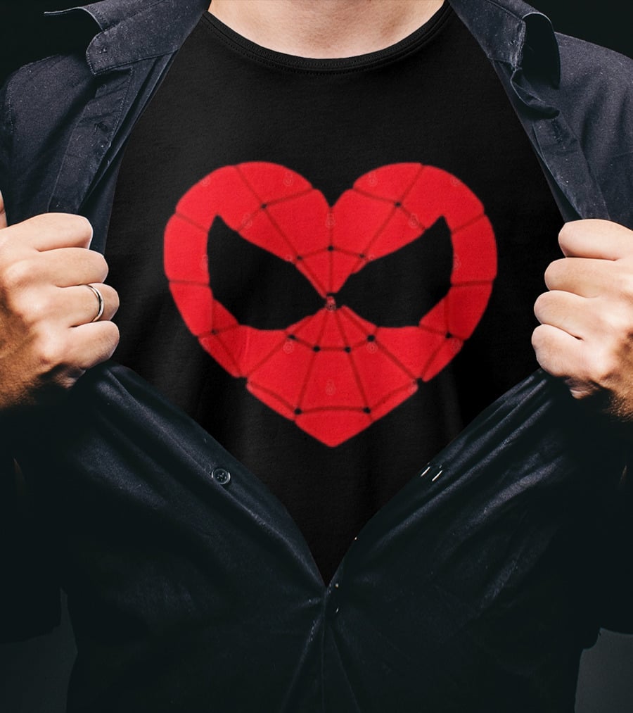 Spider Man Heart Web Mask Marvel Superhero T-Shirt