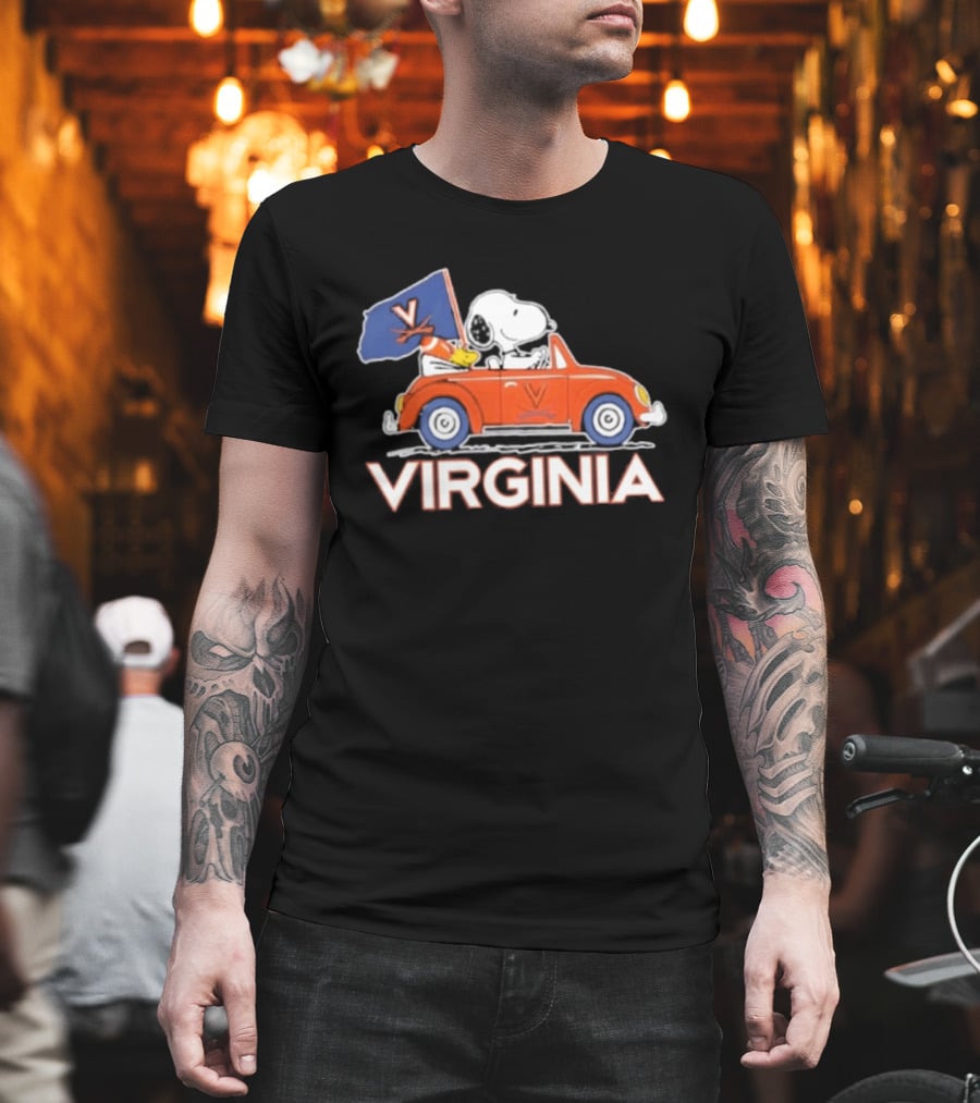 Snoopy Driving Car Virginia Cavaliers Football Fan Spirit T-Shirt