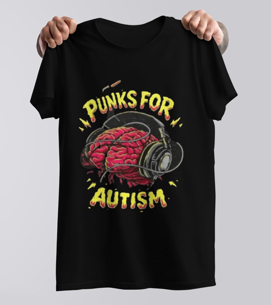 Punks For Autism Brain Headphones T-Shirt