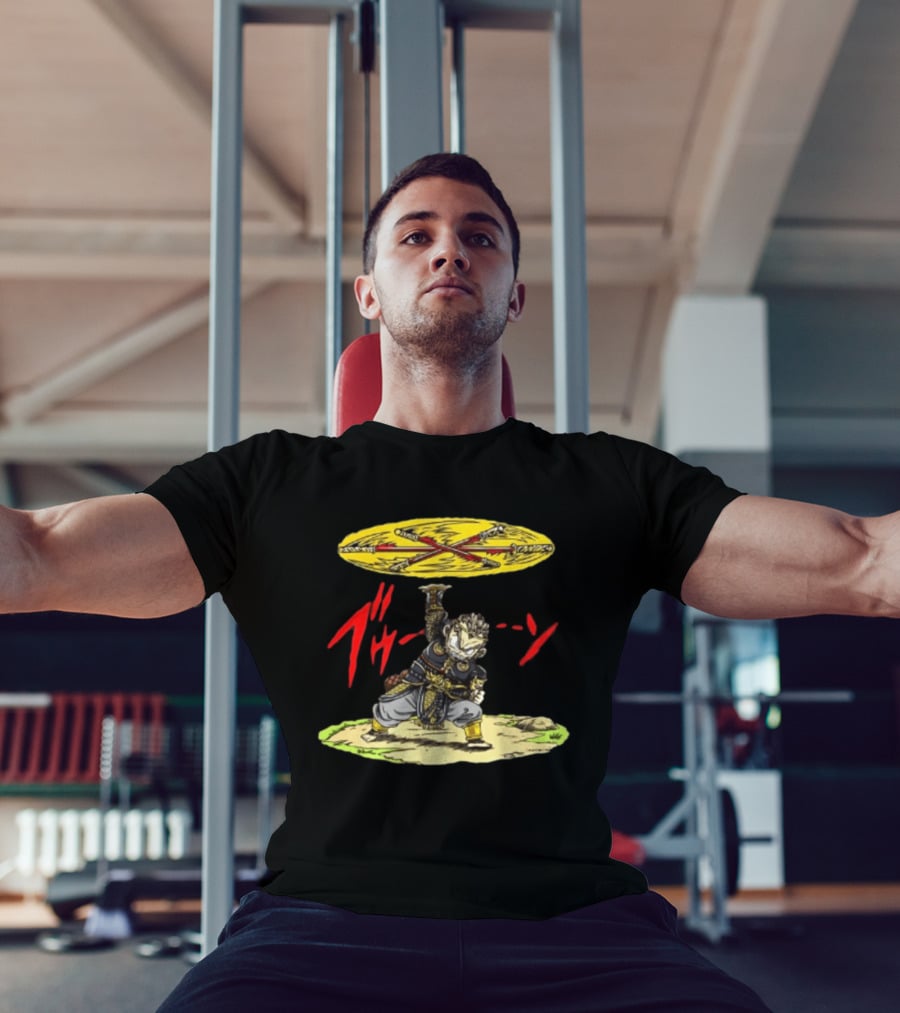 Ton Wukong Rotate The Stick Yellow Red Cartoon T-Shirt