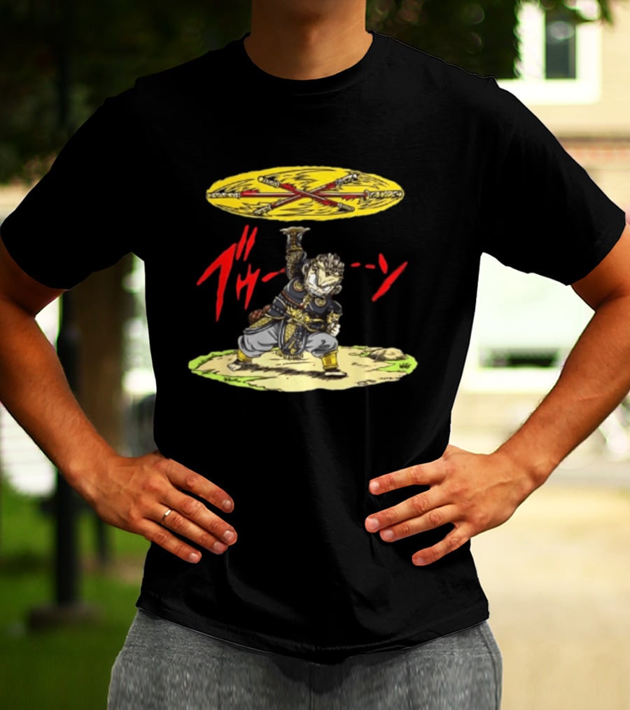 Ton Wukong Rotate The Stick Yellow Red Cartoon T-Shirt