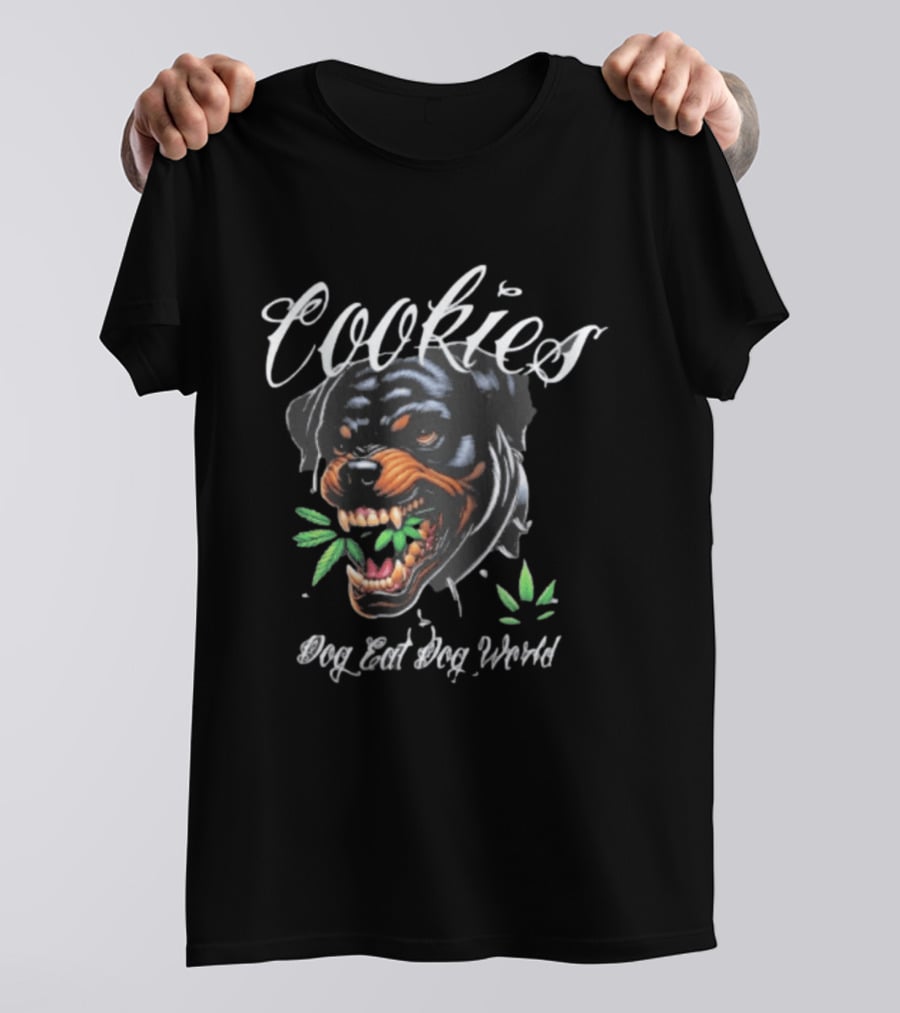 Cookies Dog Eat Dog World Rottweiler With Leaf T-Shirt