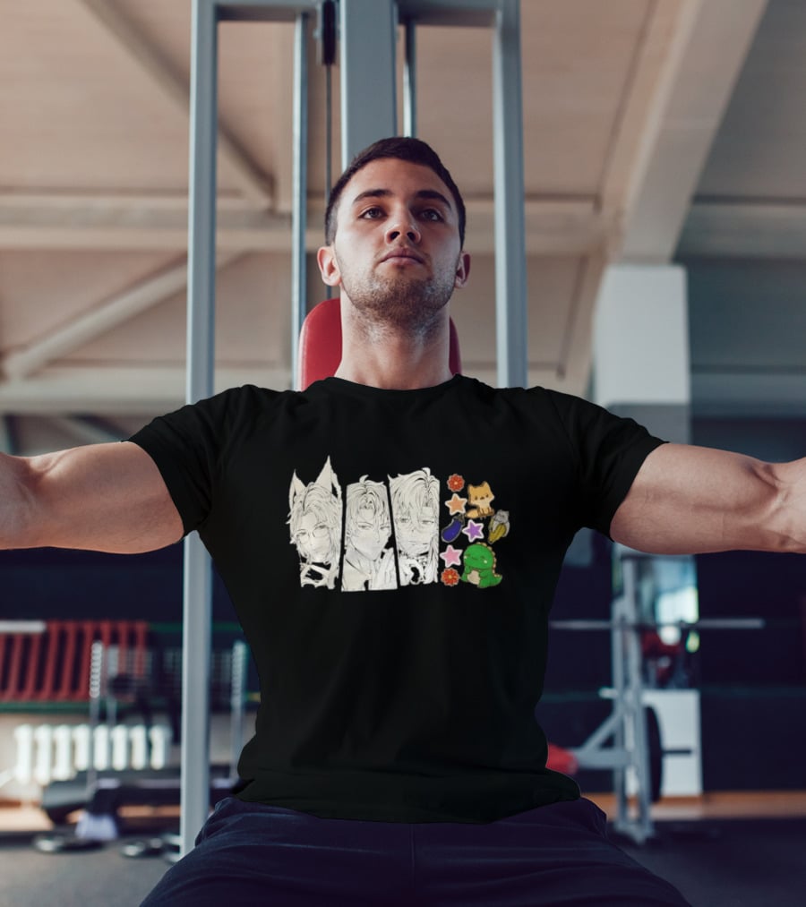 Vox Akuma Mysta Rias Ike Eveland Nijisanji EN Luxiem Vtuber Characters Cute Animal Stickers And Star Designs T-Shirt