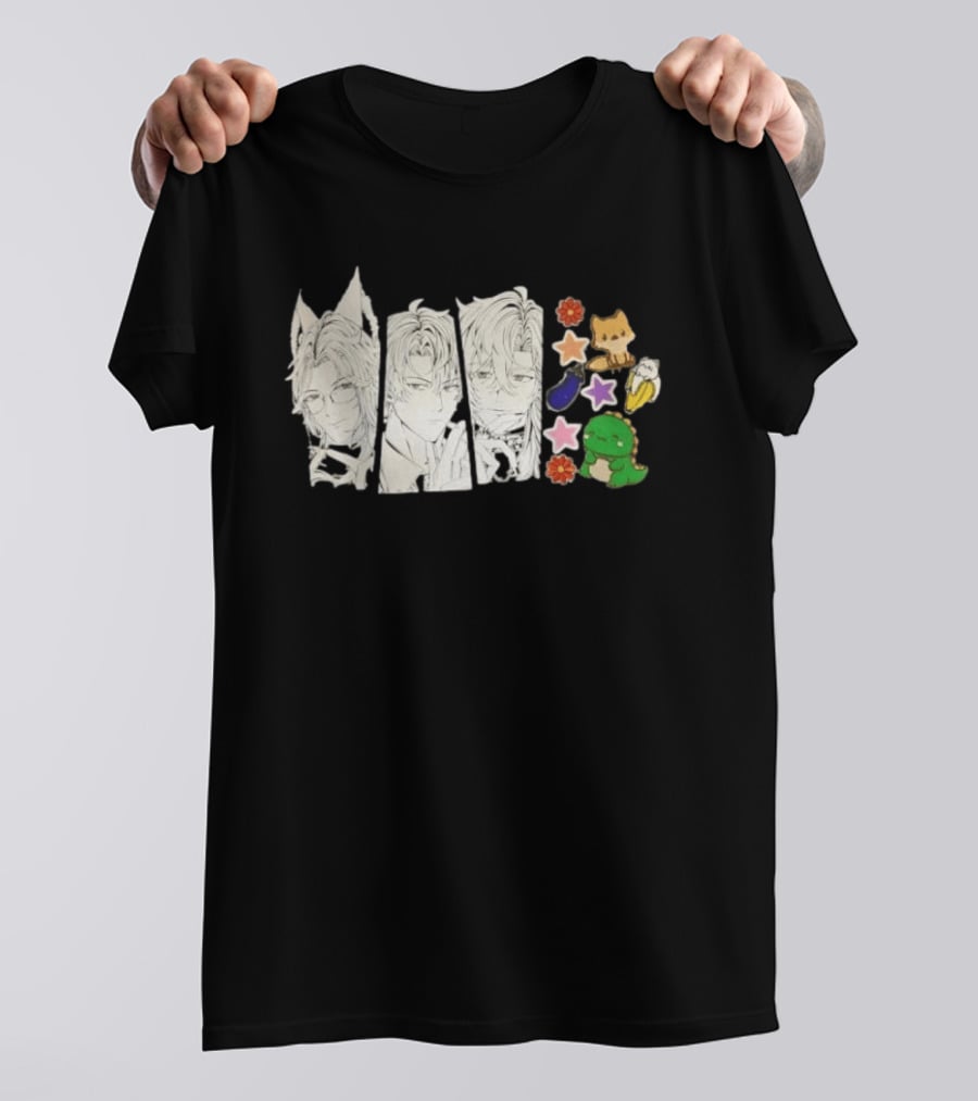 Vox Akuma Mysta Rias Ike Eveland Nijisanji EN Luxiem Vtuber Characters Cute Animal Stickers And Star Designs T-Shirt