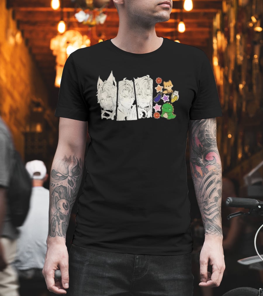 Vox Akuma Mysta Rias Ike Eveland Nijisanji EN Luxiem Vtuber Characters Cute Animal Stickers And Star Designs T-Shirt