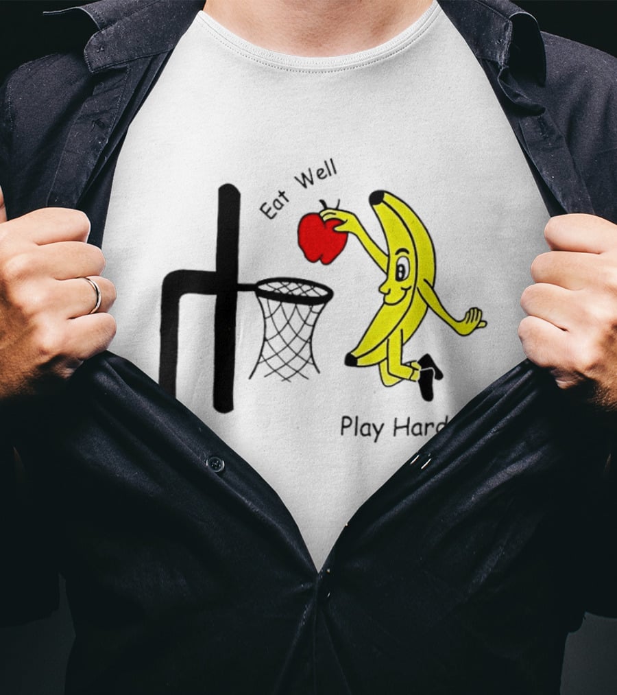 Banana Squad Basketball Eat Well Play Hard Dunking Apple T-Shirt