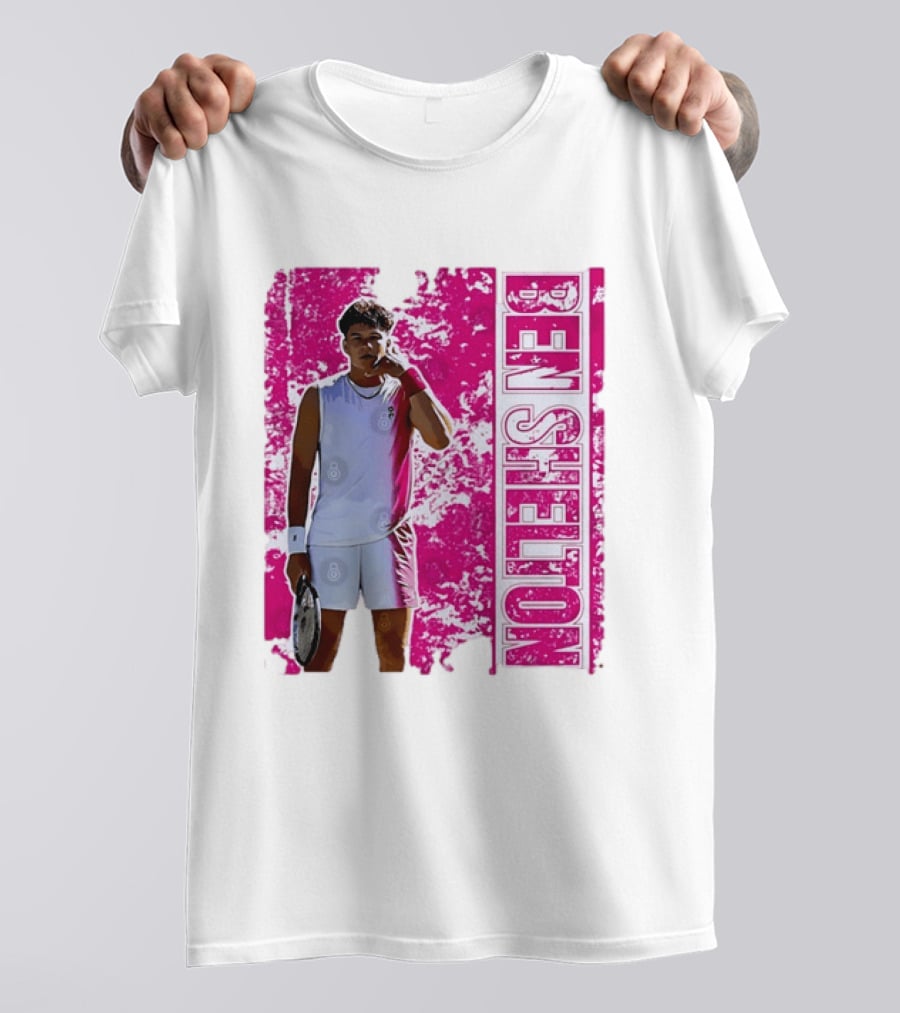 Ben Shelton Tennis Star Distressed Pink T-Shirt