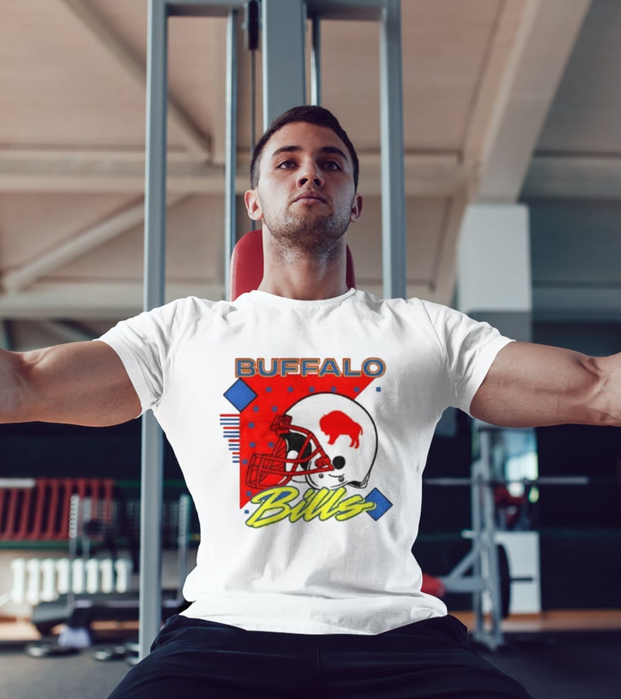 Buffalo Bills Football Helmet Retro 90s T-Shirt