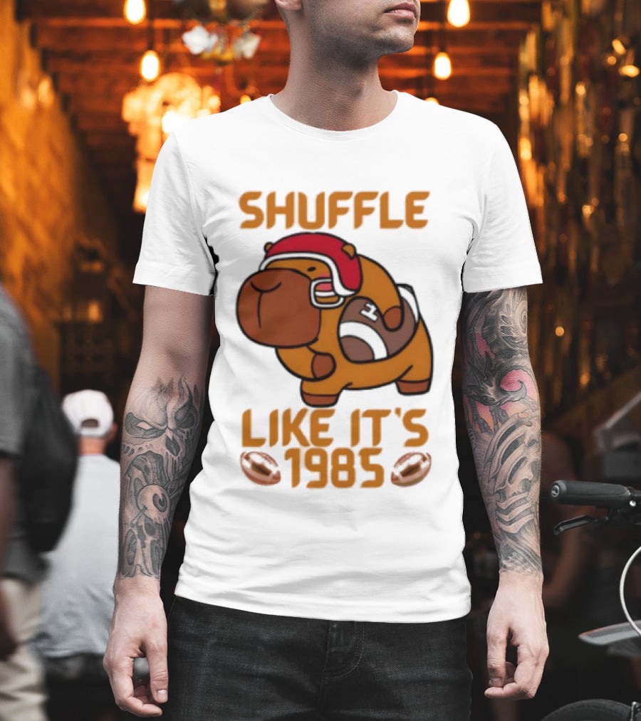 Shuffle Like It's 1985 Capybara With Headphones T-Shirt