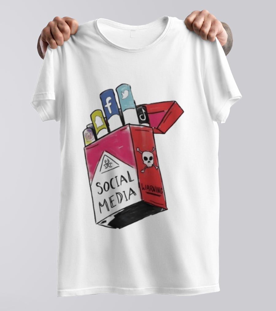 Social Media Warning Cigarette Pack With Iconic Apps T-Shirt