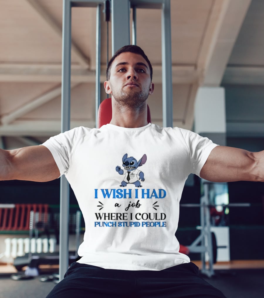 Stitch I Wish I Had A Job Where I Could Punch Stupid People T-Shirt