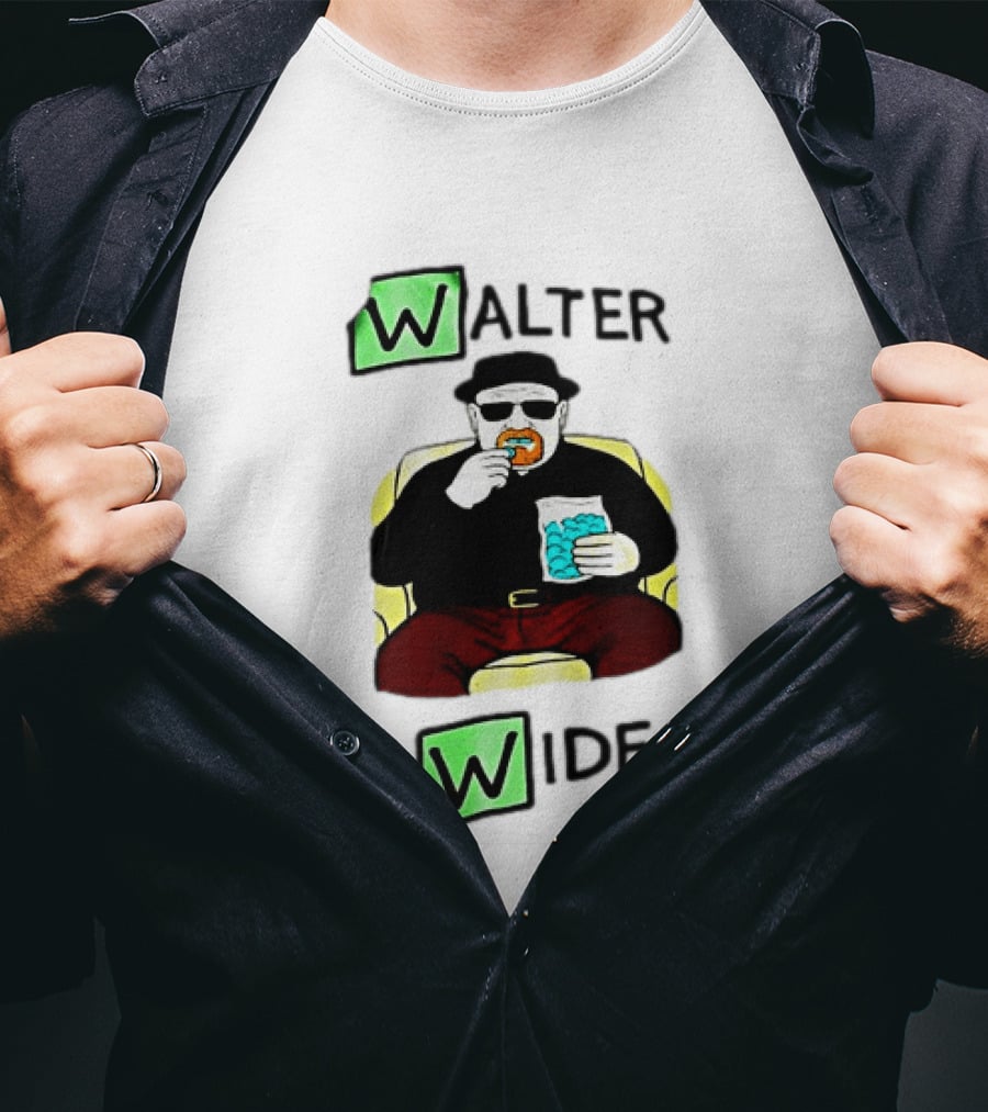 Walter Wide Breaking Bad Parody Green Letters Sitting Eating Blue Candy T-Shirt