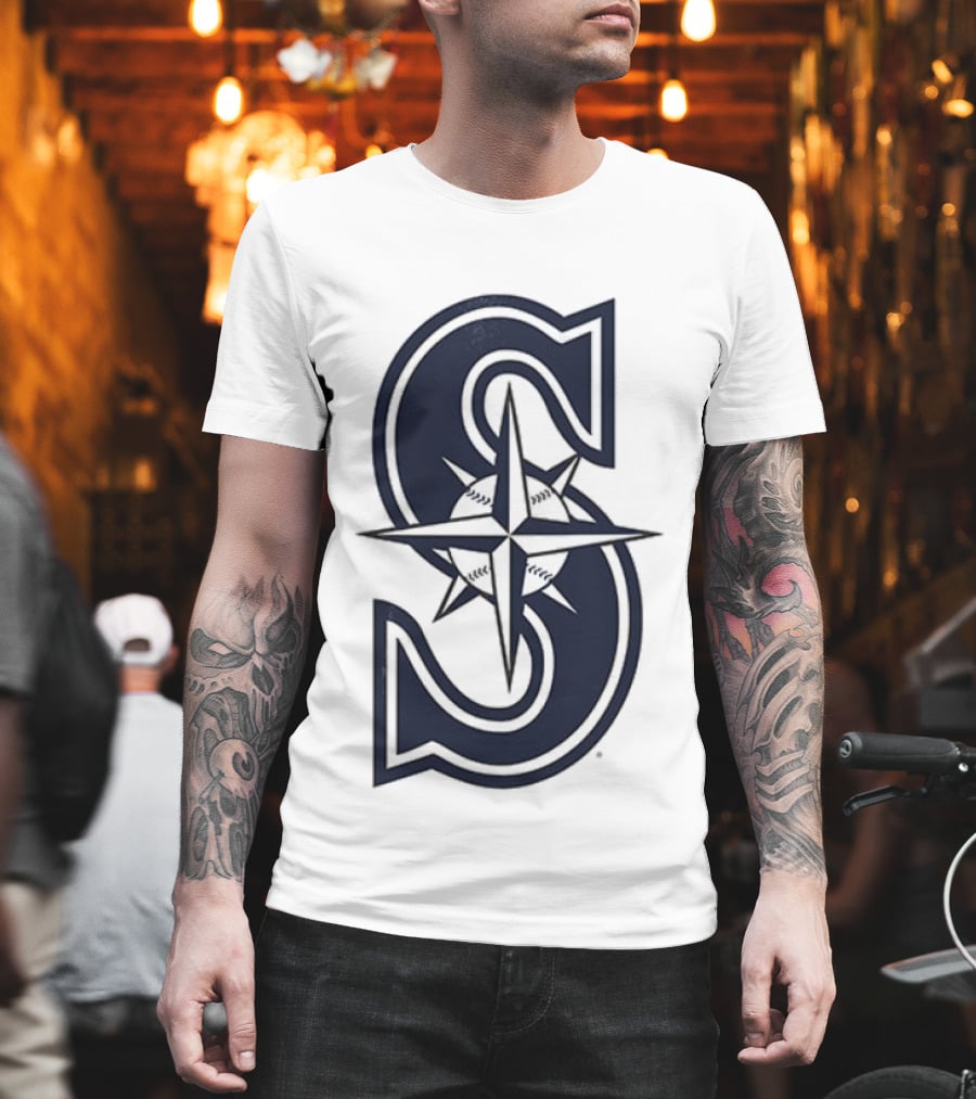 Seattle Mariners Tridents Up Compass Rose Iconography T-Shirt