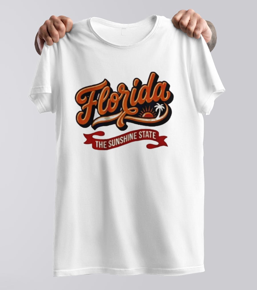 Florida The Sunshine State Sunset Palm Tree Vintage Look T-Shirt