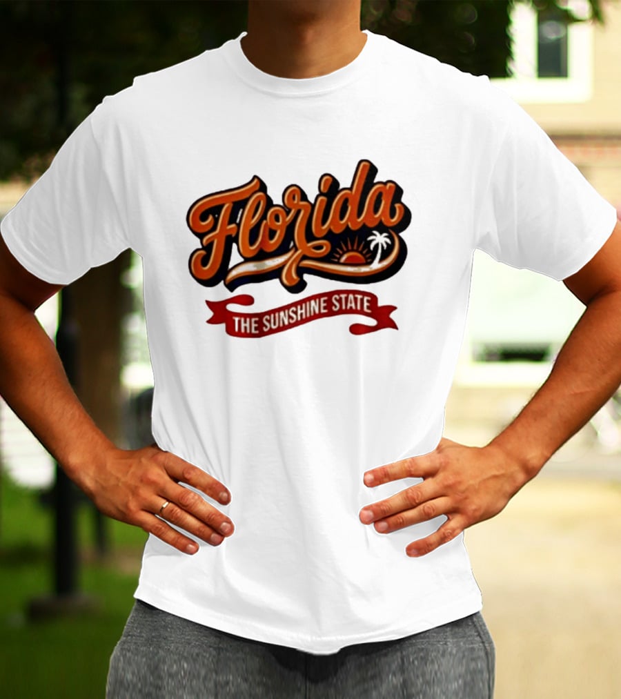 Florida The Sunshine State Sunset Palm Tree Vintage Look T-Shirt