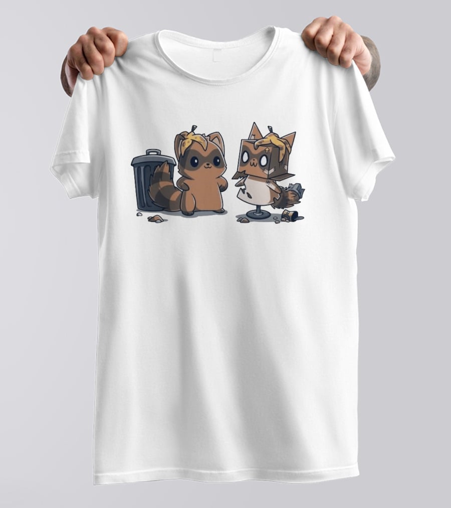 Get Crafty Raccoon Cardboard Box Costume With Trash Can Creativity T-Shirt