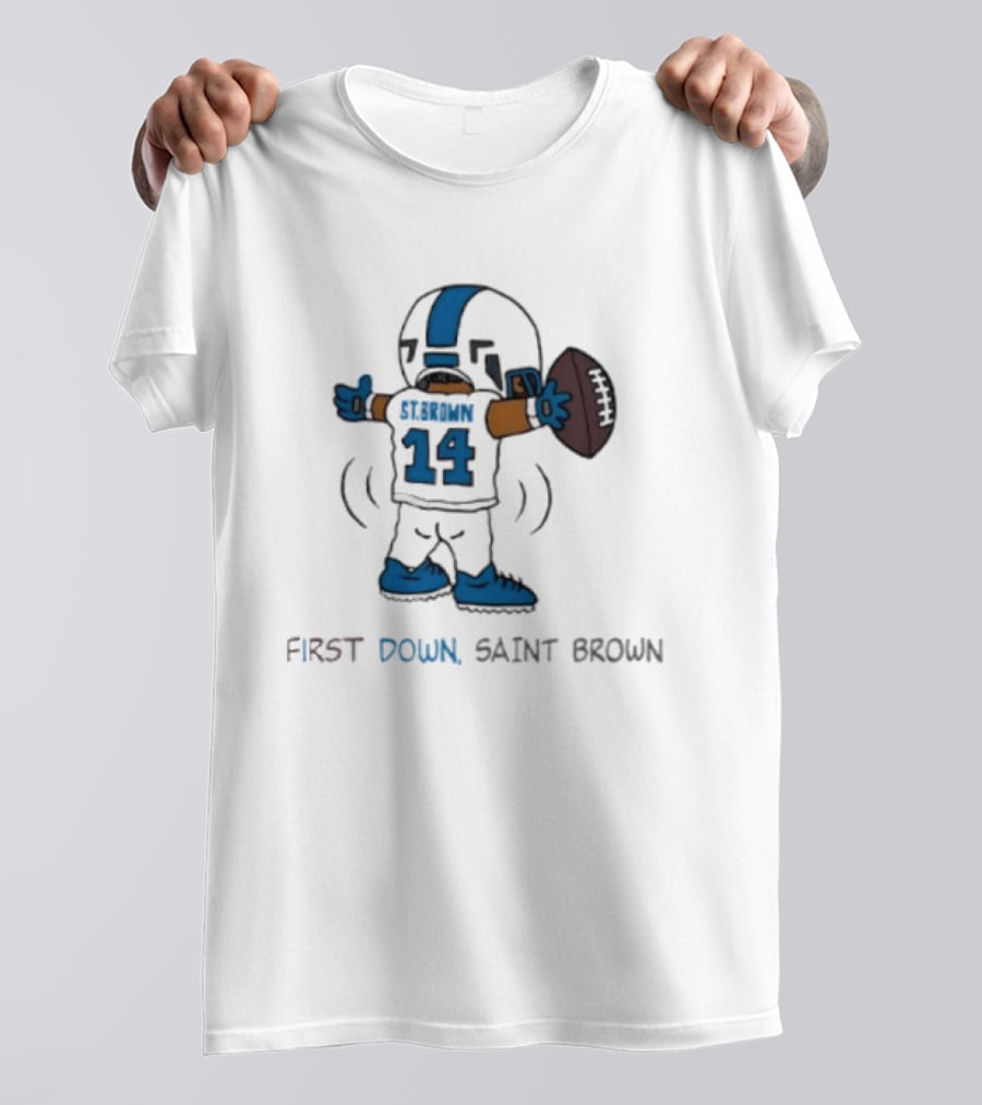 Trending Detroit Lions First Down Saint Brown 14 T-Shirt