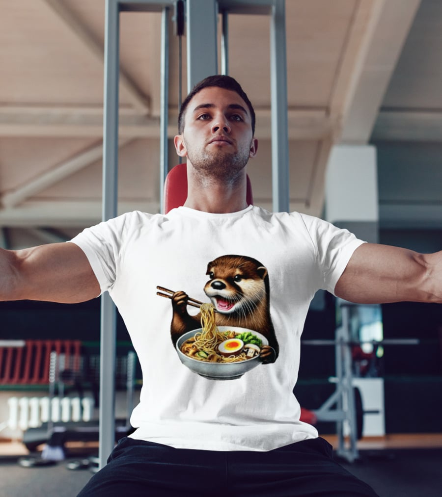 Trendy Otter Enjoying Ramen Bowl Meme T-Shirt