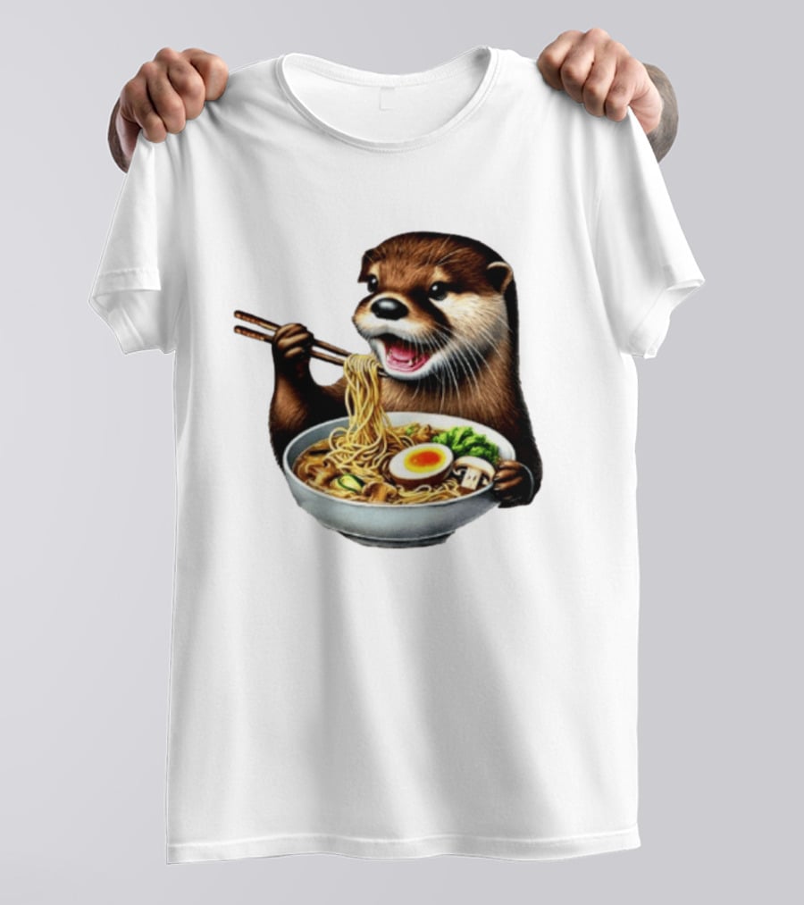 Trendy Otter Enjoying Ramen Bowl Meme T-Shirt