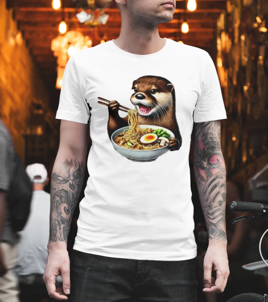 Trendy Otter Enjoying Ramen Bowl Meme T-Shirt